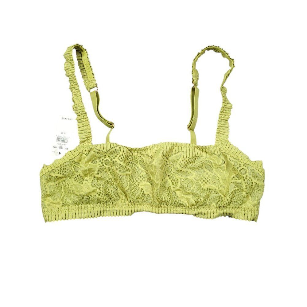 Aerie Coral Lace Bandeau Bralette Yellow Size XS Unlined Stretch Mesh